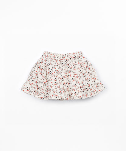 Falda pantalón con volante estampado hojas de olivo (3-14 años) - Beige