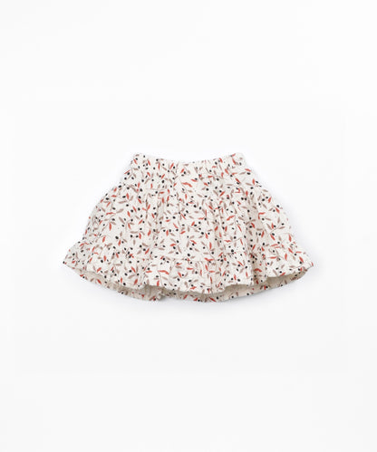 Falda pantalón con volante estampado hojas de olivo (3-14 años) - Beige