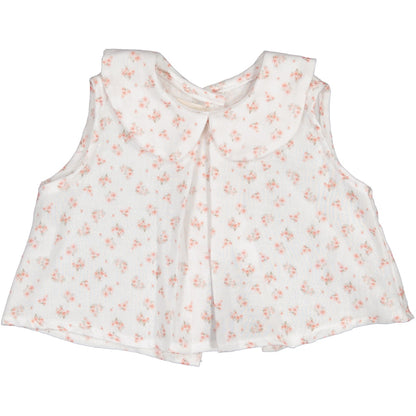 OLIVIA - Blusa s/m cuello pintor en tejido muselina flor 100% Co.