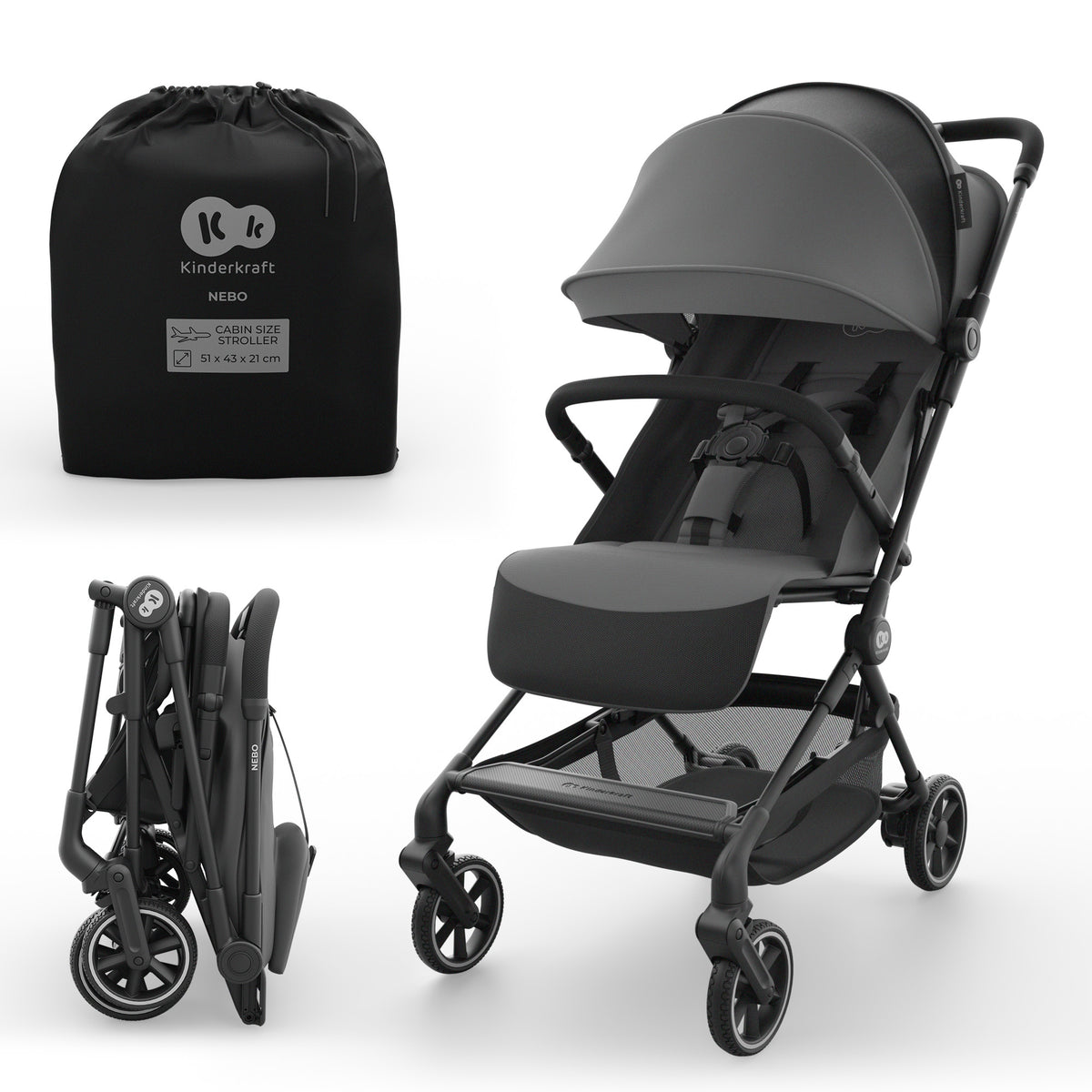 Silla de paseo de cabina Kinderkraft Nebo — Gris