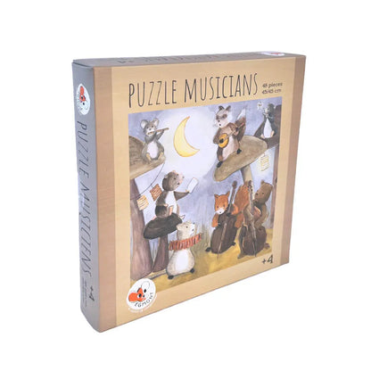 Niños jugando con el puzzle de madera