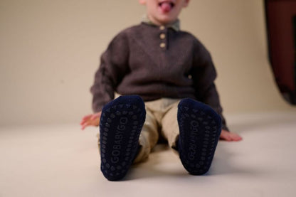 Calcetines antideslizantes de lana merino GoBabyGo - Midnight Blue