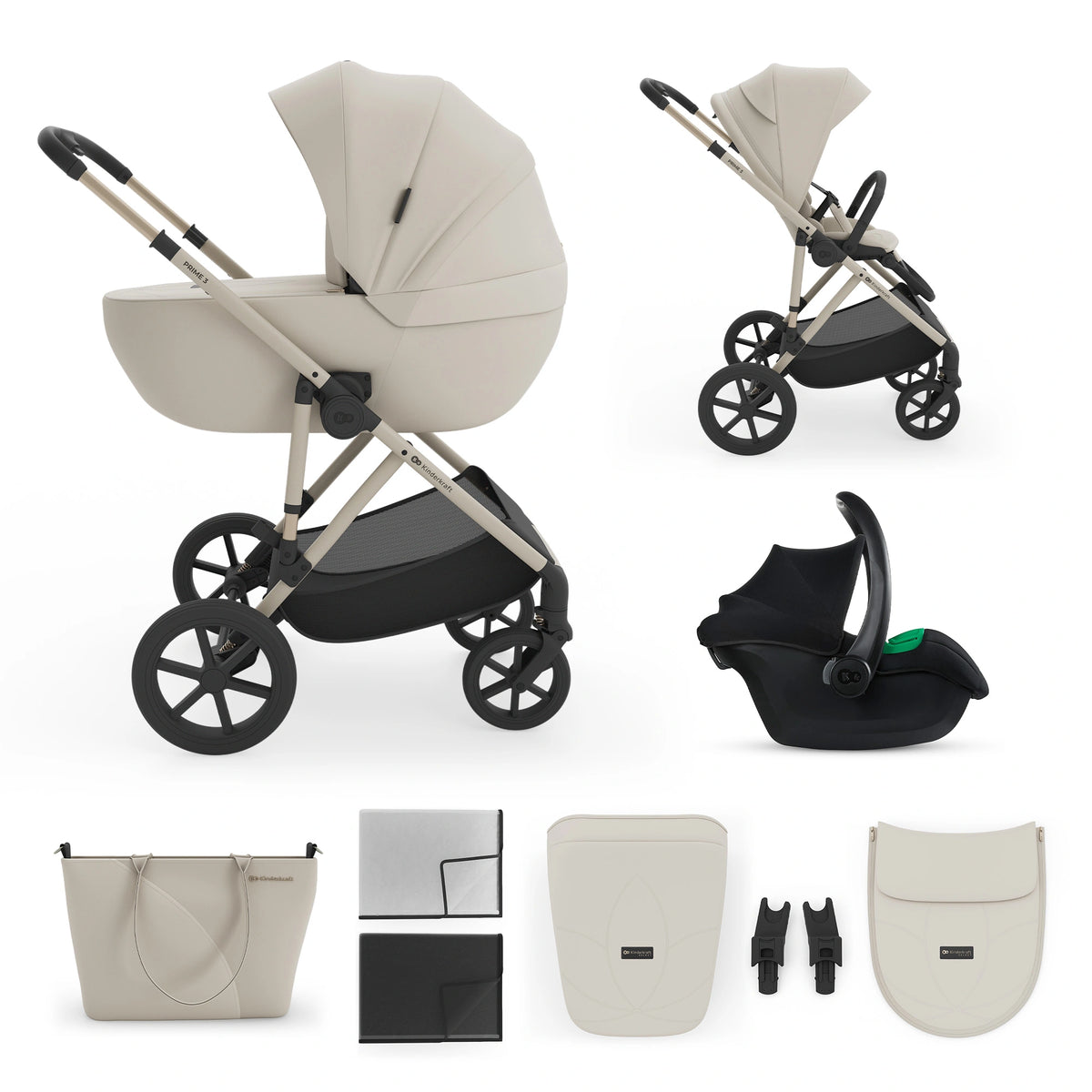 Cochecito Kinderkraft Prime 3 3 en 1 — Beige