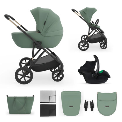 Cochecito Kinderkraft Prime 3 3 en 1 — Verde oscuro
