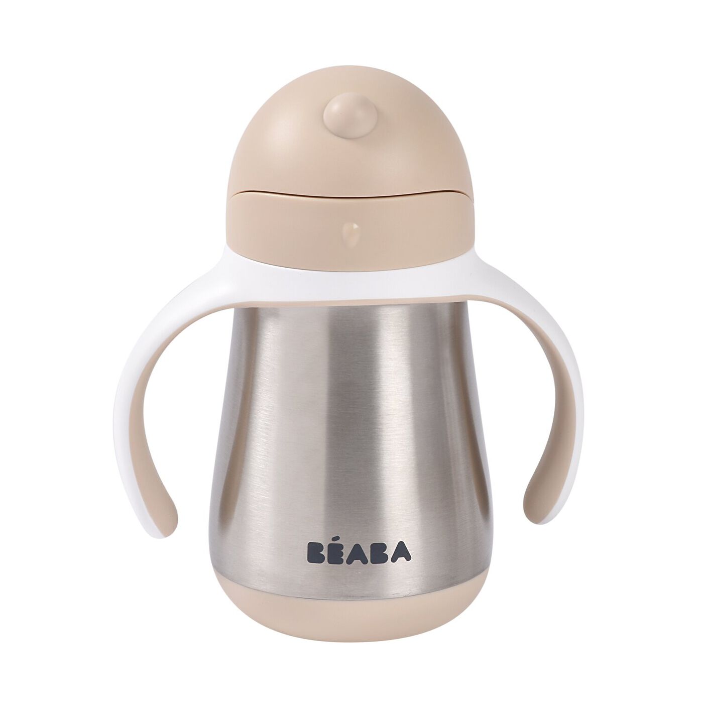 Taza inox con pajita 250 ml Béaba - Beige (Tierra de arcilla)