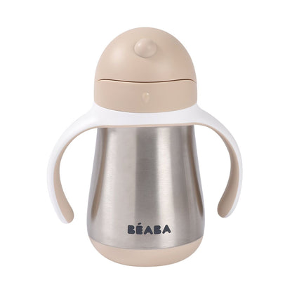 Taza inox con pajita 250 ml Béaba - Beige (Tierra de arcilla)