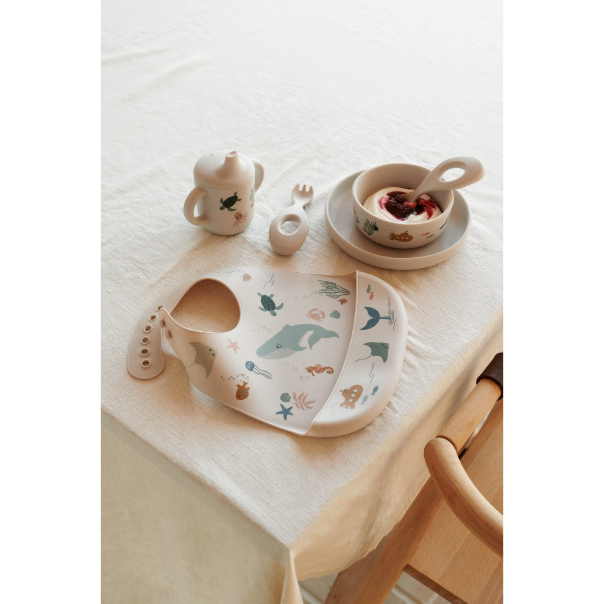 Tilda Printed Bib 2-Pack - Sea creature / Sandy