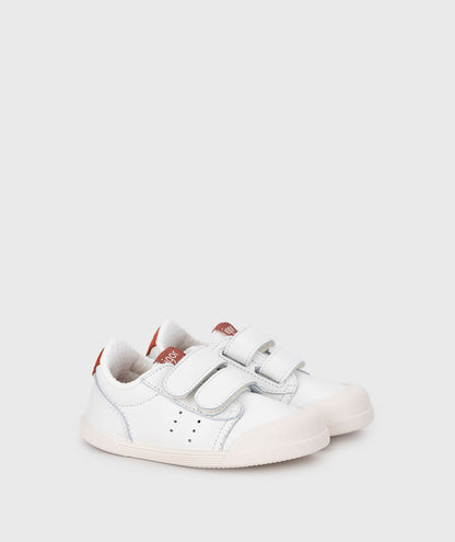 Zapatillas Igor Tennis Teja — piel blanca con talón teja