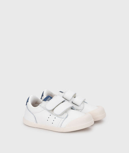 Zapatillas Igor Tennis Jeans — piel blanca con talón azul jeans