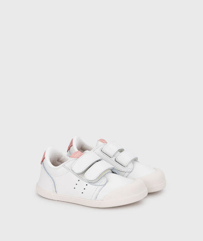Zapatillas Igor Tennis Rosa — piel blanca con talón rosa