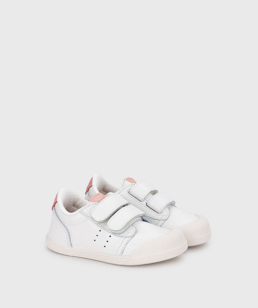 Zapatillas Igor Tennis Rosa — piel blanca con talón rosa