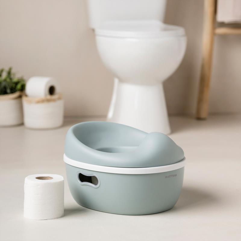 Orinal Verde Nattou Potty evolutivo 3 en 1 - en uso