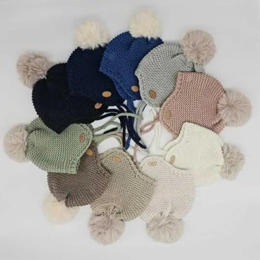 Gorro bebé con borla y cordón Azul Marino