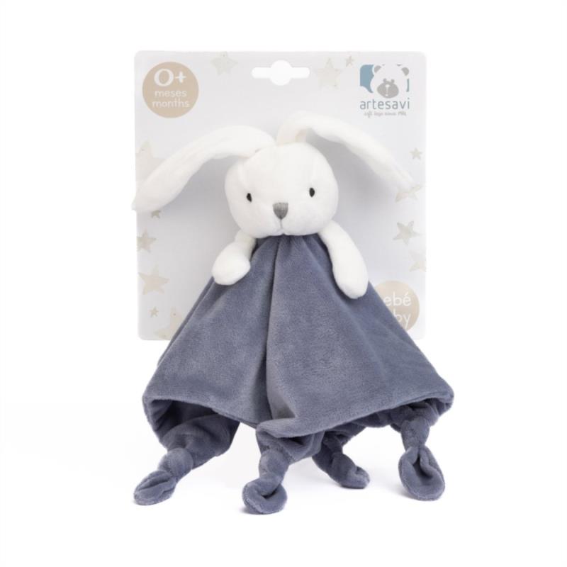 DOUDOU CONEJITO AZUL/BLANCO 25X25 CM