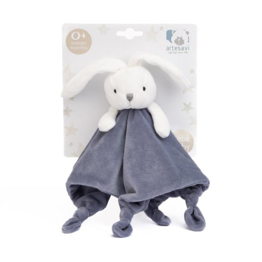 DOUDOU CONEJITO AZUL/BLANCO 25X25 CM