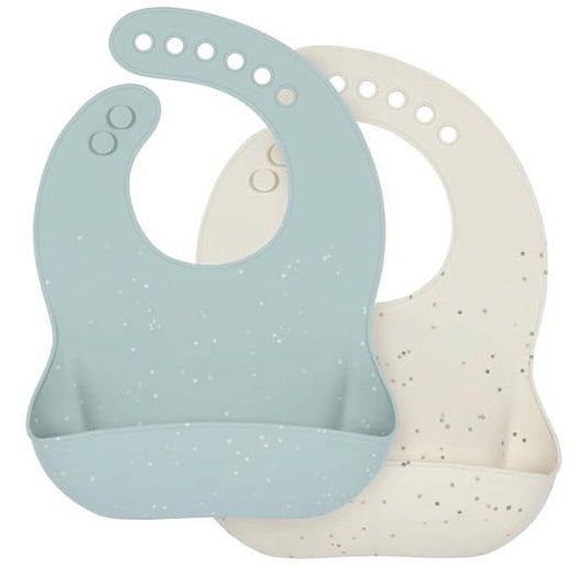 Babero SILICONE BIB 2PCS BLUE/NATURE