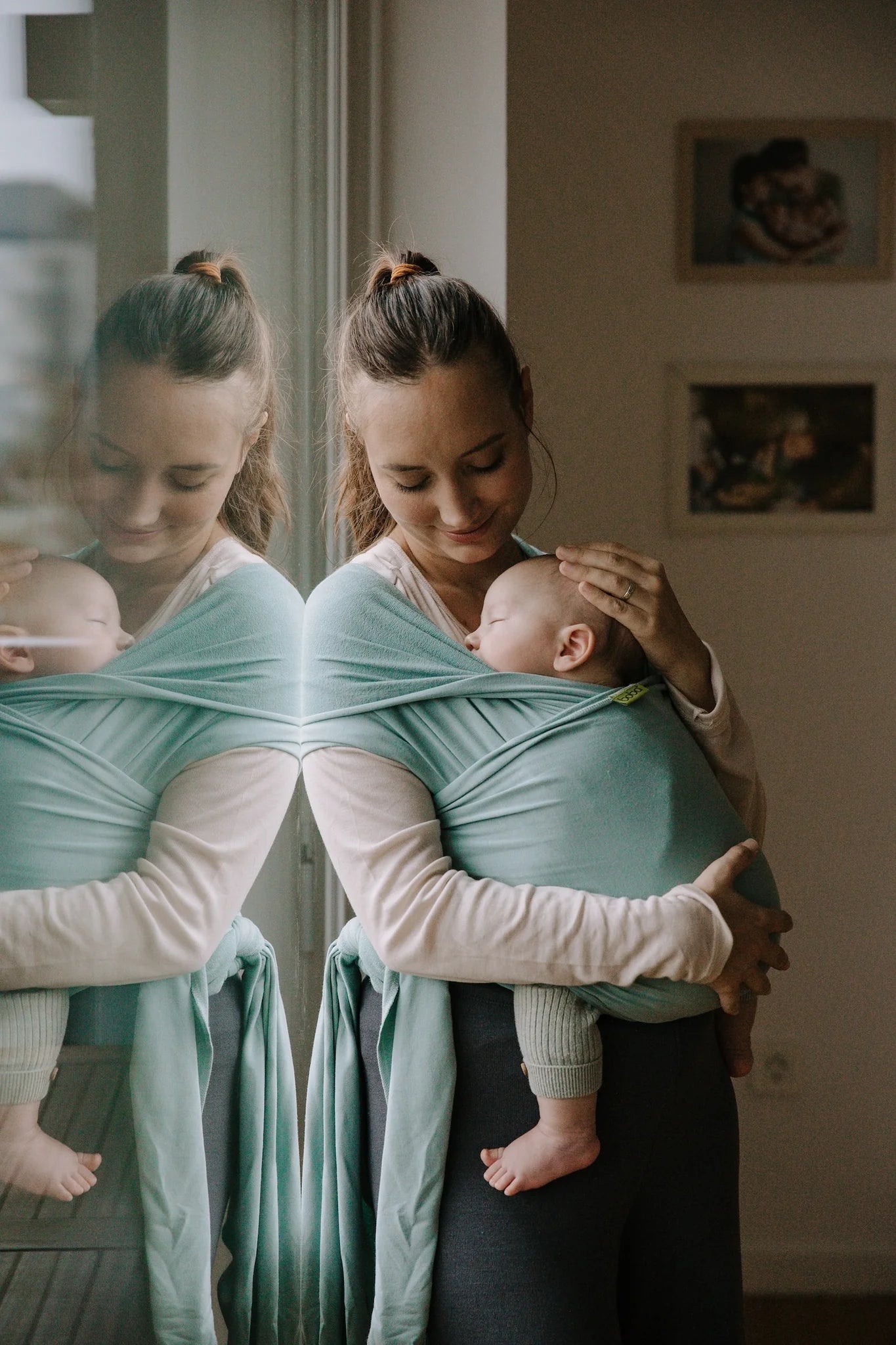 Fular elástico portabebés Boba Wrap Bambú Serenity Sea Mist Talla única