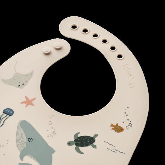 Tilda Printed Bib 2-Pack - Sea creature / Sandy