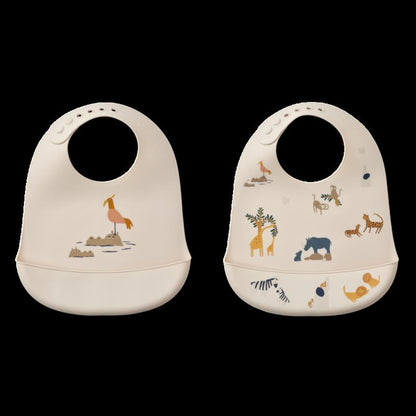 Tilda Printed Bib 2-Pack - All together / Sandy