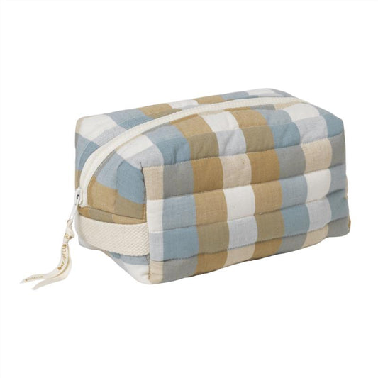 Quilted Toiletry Bag - Cottage Blue Checks