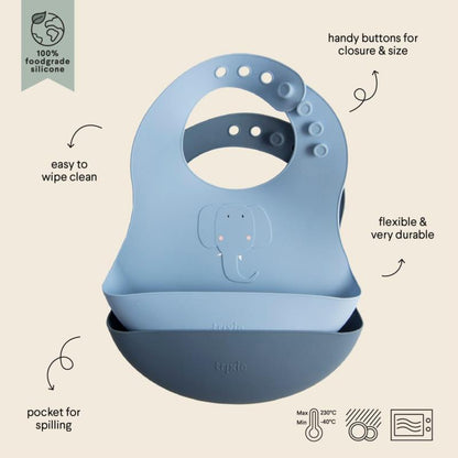 Silicona babero 2-pack - Mrs. Elephant