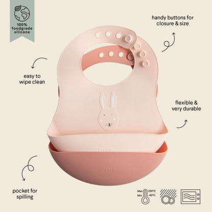 Silicona babero 2-pack - Mrs. Rabbit - detalle