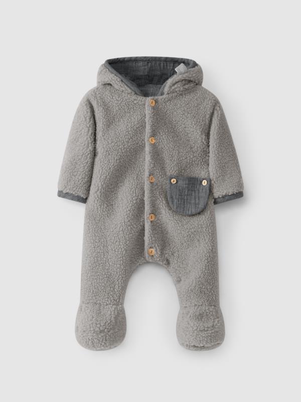 Traje de abrigo de borreguito con capucha