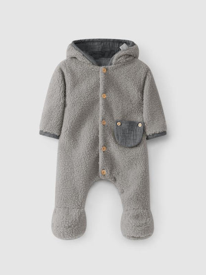 Traje de abrigo de borreguito con capucha