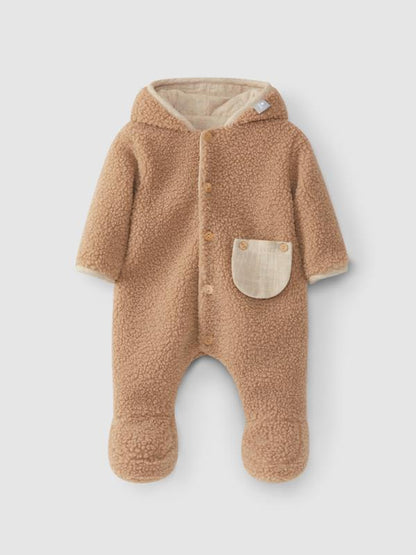 Traje de abrigo de borreguito con capucha