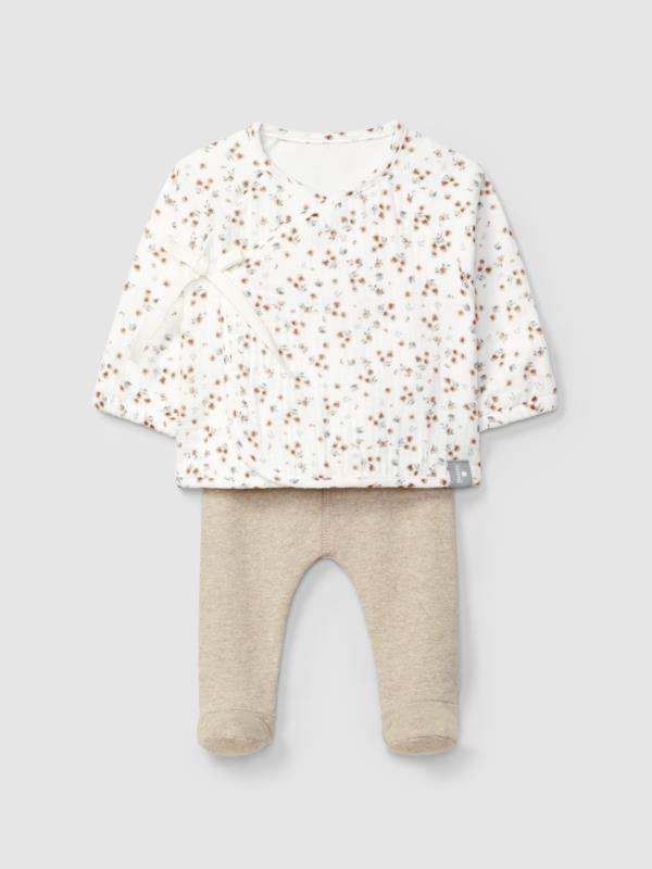 Conjunto de dos piezas de muselina estampada y punto liso