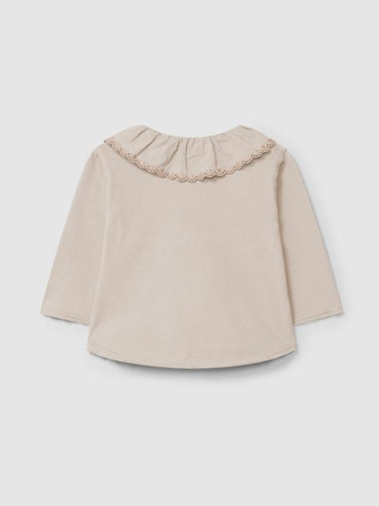 Blusa Manga larga con cuello de volante bordado de algodón orgánico - vista alternativa