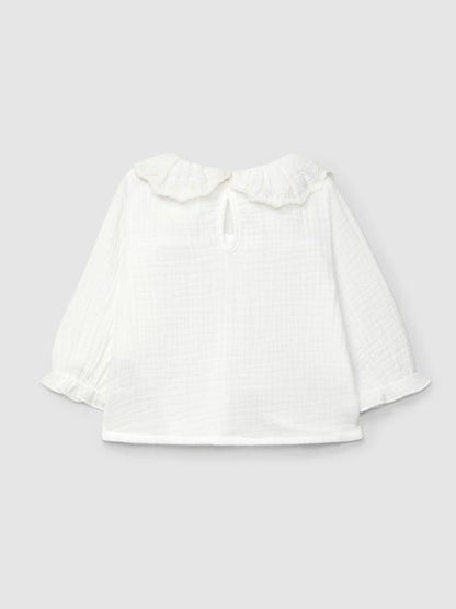 Blusa de muselina con cuello de volante bordado