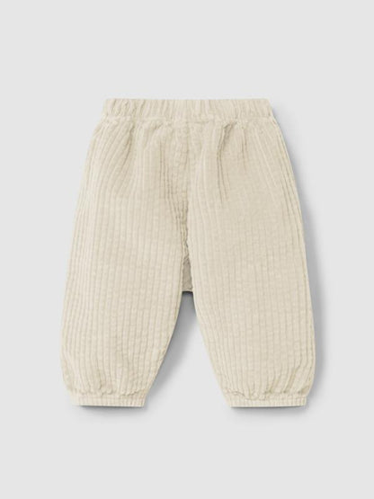 Pantalón pull-up de terciopelo acanalado y detalle de cordón con pompón