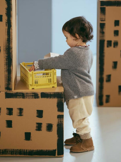 Pantalón pull-up de terciopelo acanalado y detalle de cordón con pompón