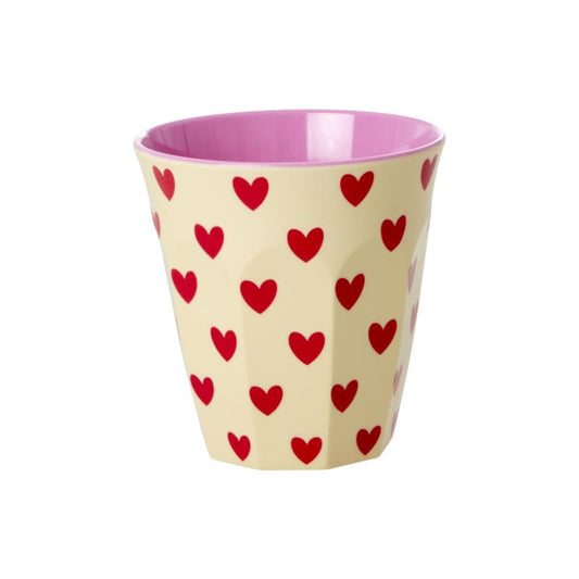 Mediano Melamina Vaso - Crema - Darling Hearts Print