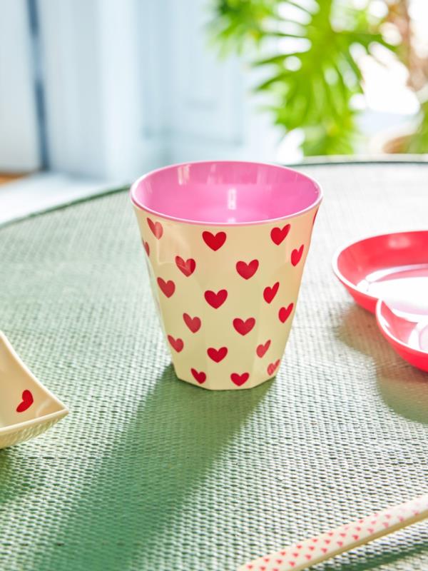 Mediano Melamina Vaso - Crema - Darling Hearts Print - vista alternativa