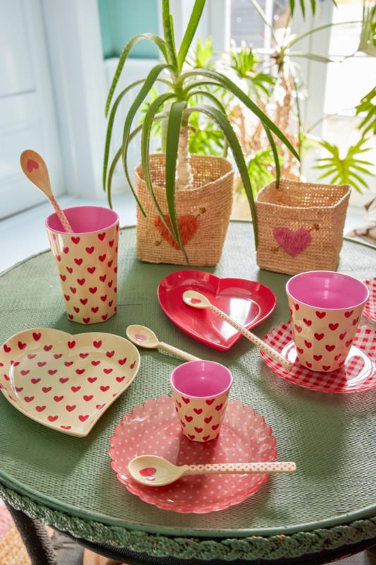 Mediano Melamina Vaso - Crema - Darling Hearts Print - detalle