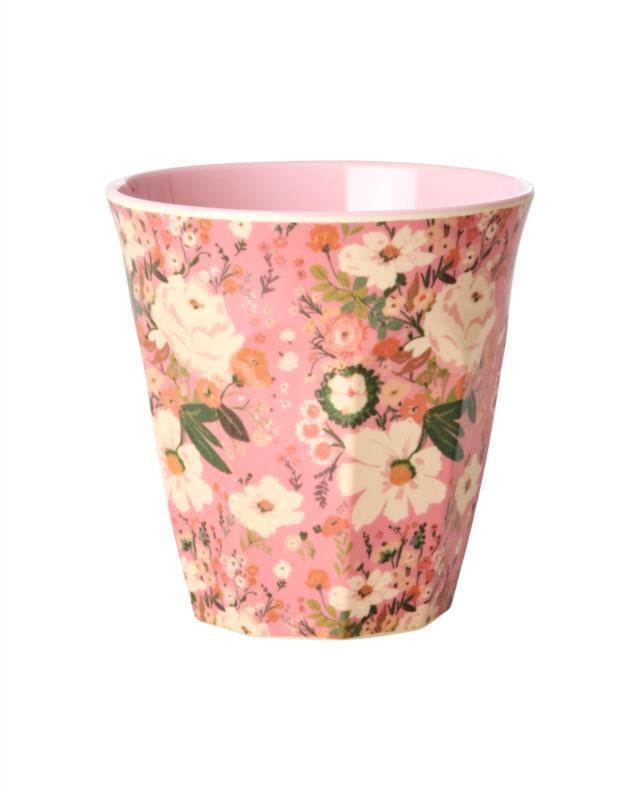 Medium Cup - Coral - Allison Flower Print