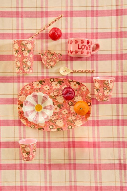 Medium Cup - Coral - Allison Flower Print