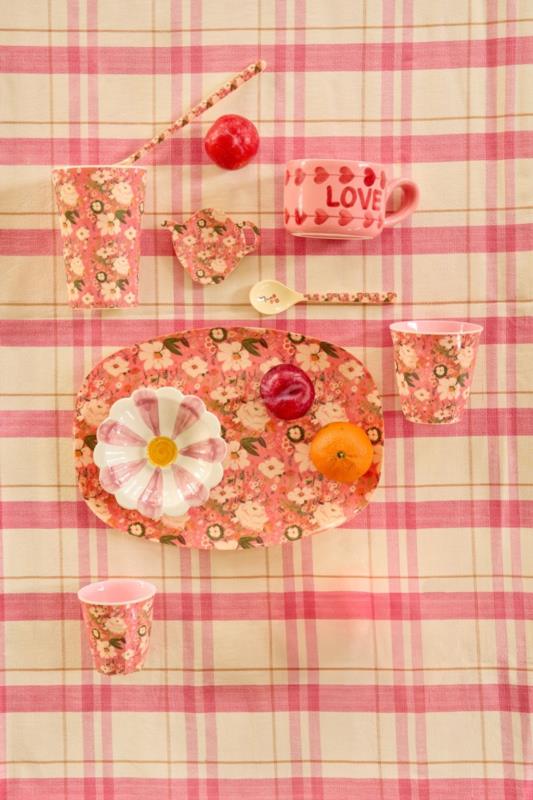 Medium Cup - Coral - Allison Flower Print