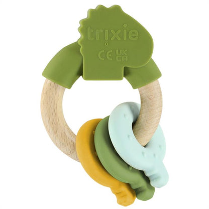 Anilla de actividades de silicona de madera - Mr. Dino