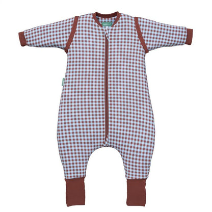 Pijama manta con mangas y calcetines antideslizantes - Vichy Brown & Blue - TOG 2.5 1Y (70-80 cm)