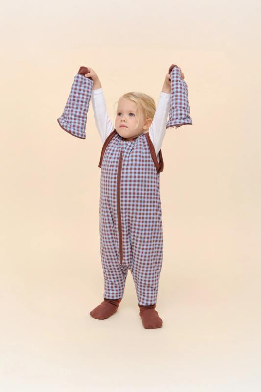 Pijama manta - Vichy Brown & Blue - detalle