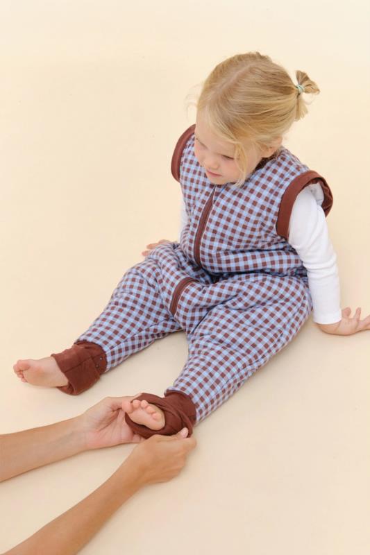 Pijama manta con mangas y calcetines antideslizantes - Vichy Brown & Blue - TOG 2.5 1Y (70-80 cm)