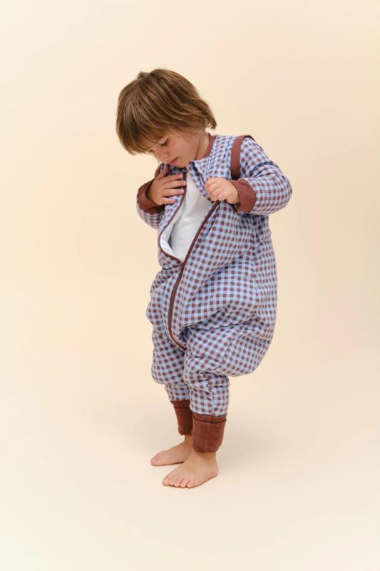 Pijama manta con mangas y calcetines antideslizantes - Vichy Brown & Blue - TOG 2.5 1Y (70-80 cm)