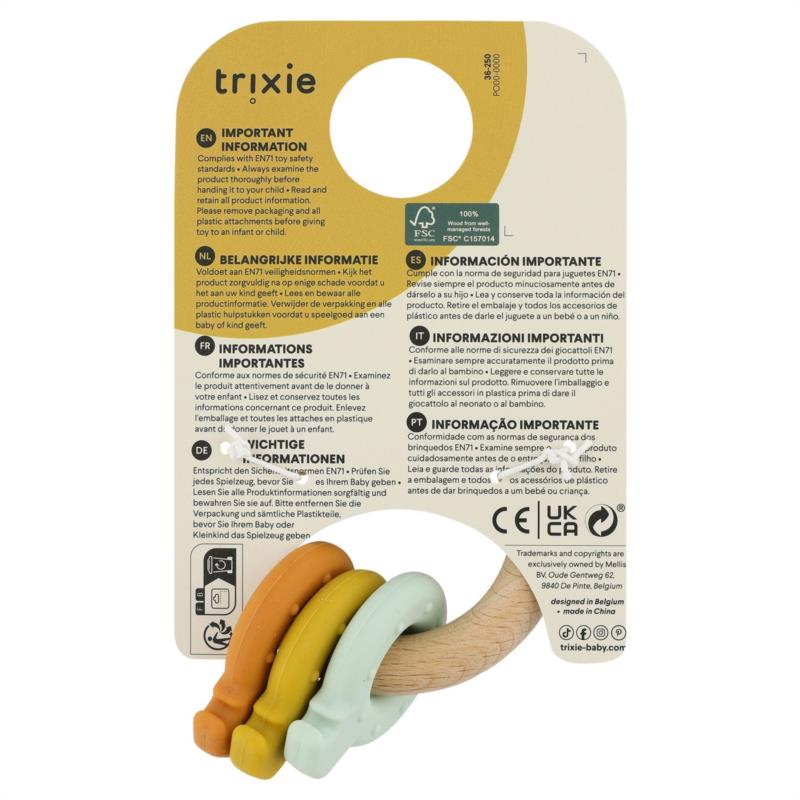 Anilla de actividades de silicona y madera - Mr. Lion