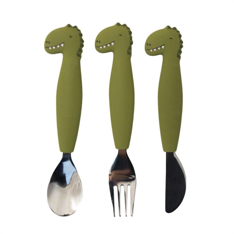 Cubiertos de 3 piezas en silicona - Mr. Dino