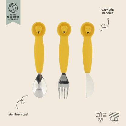 Cubiertos de 3 piezas en silicona - Mr. Lion