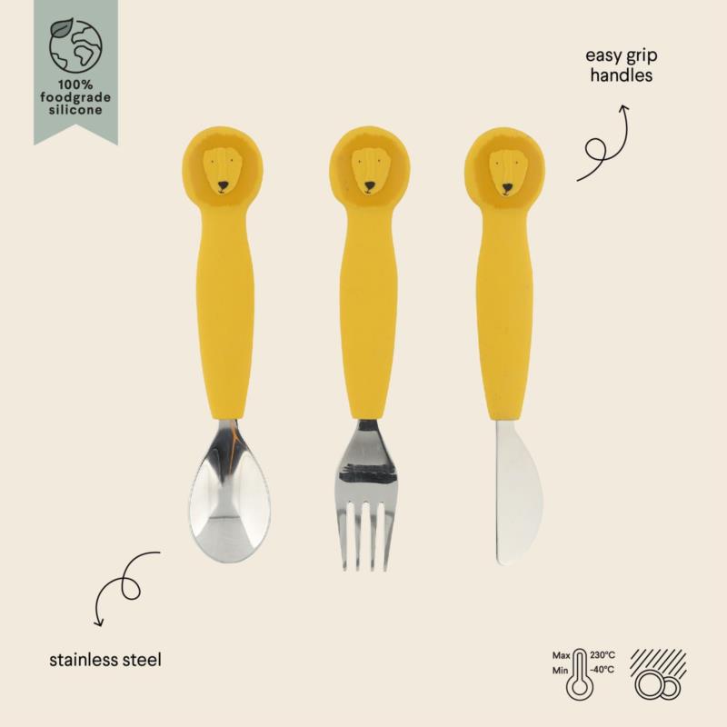Cubiertos de 3 piezas en silicona - Mr. Lion