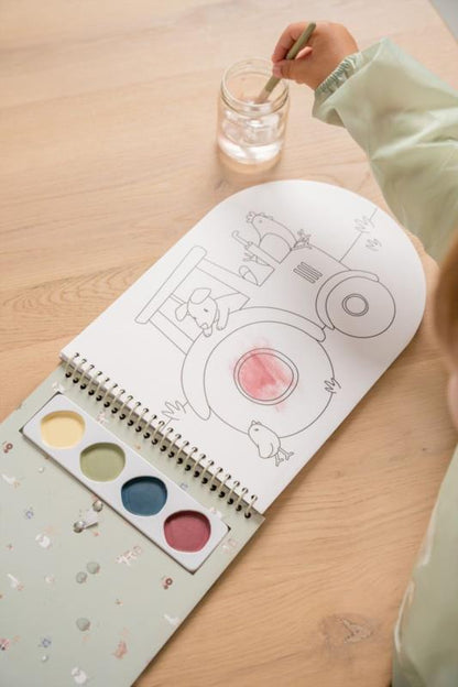 LIBRO ACUARELAS COLOREAR PEQUEÑA GRANJA